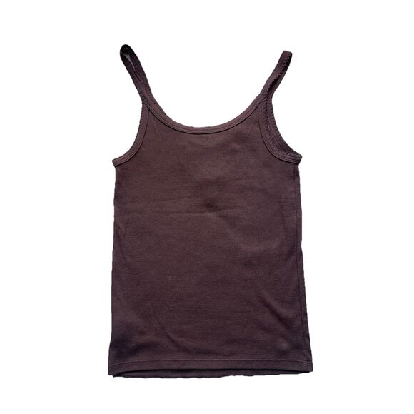 Old Navy Womens Y2K Fairy Lace Tank Top Size Small Brown Ribbed Stretch Preppy - Picture 4 of 5